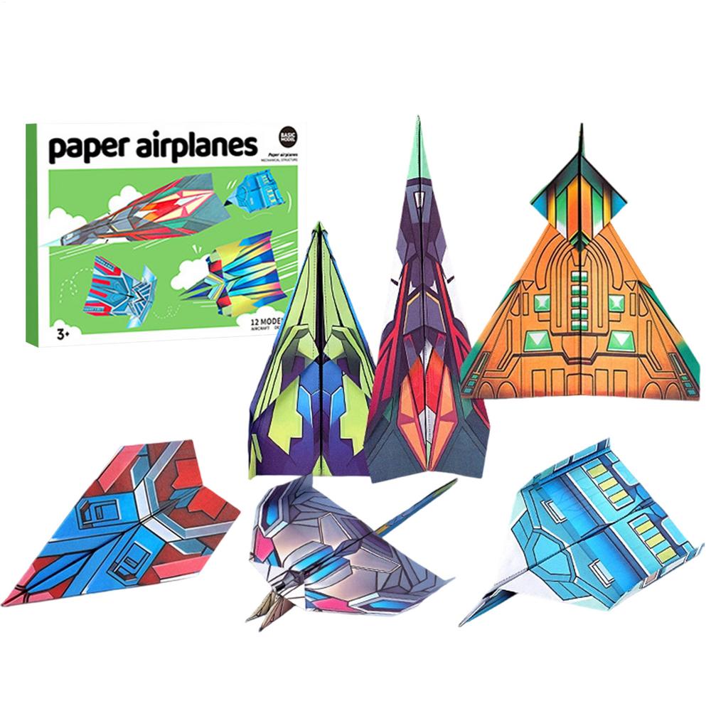 

Бумажные самолетики для детей Красочные игрушки с 12 узорами Креативный самолет Бумажные книги-раскраски для детей Мальчиков Девочек Взрослых Класс зелёный