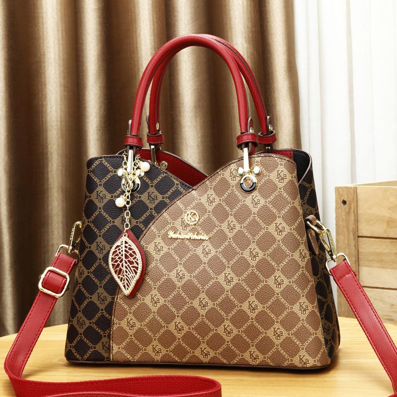 Vintage Printed Bag for Women  Color Contrast  Patchwork Texture  Everything Matching  Single Shoulder  Crossbody Strap  Fashion