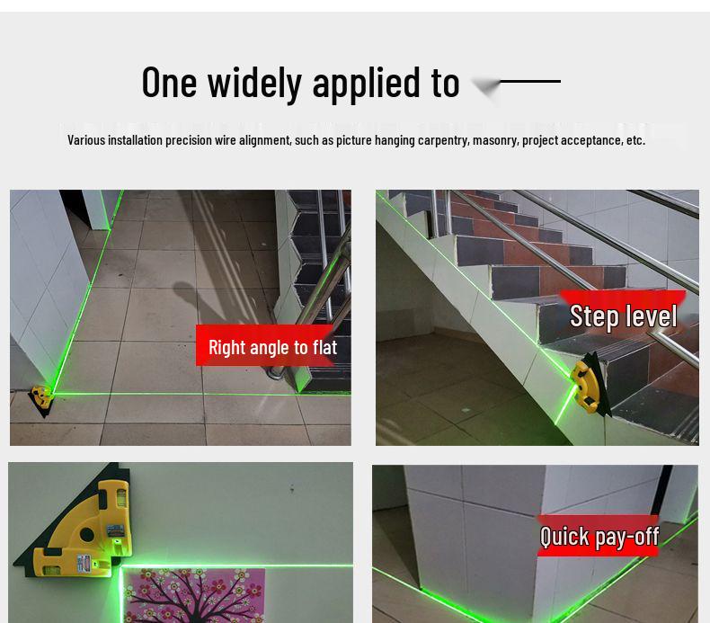 High-Precision Green Infrared 90° Angle Laser Level Tile Sticker
