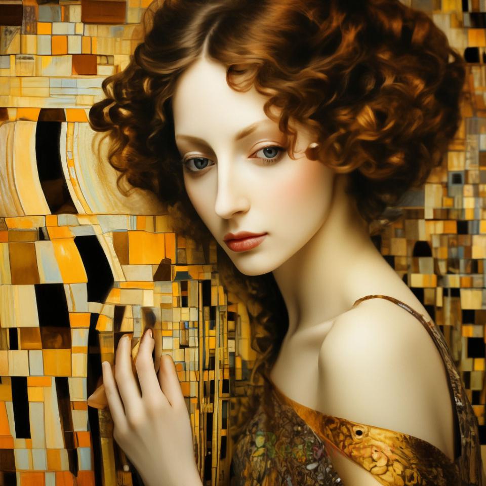 Gustav Climt Schönheit 5D DIY Diamantmalerei Neu 2024 Mädchen mit goldenem Haar Voll Quadratisch Rund Diamant Mosaik Stickerei Wanddeko