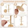 Wood Mug Holder 6 Hook Coffee Mug Tree Holder Mug Hanging Display Rack Drinkware Shelf Tea Cup Storage Holder Stand Kitchen