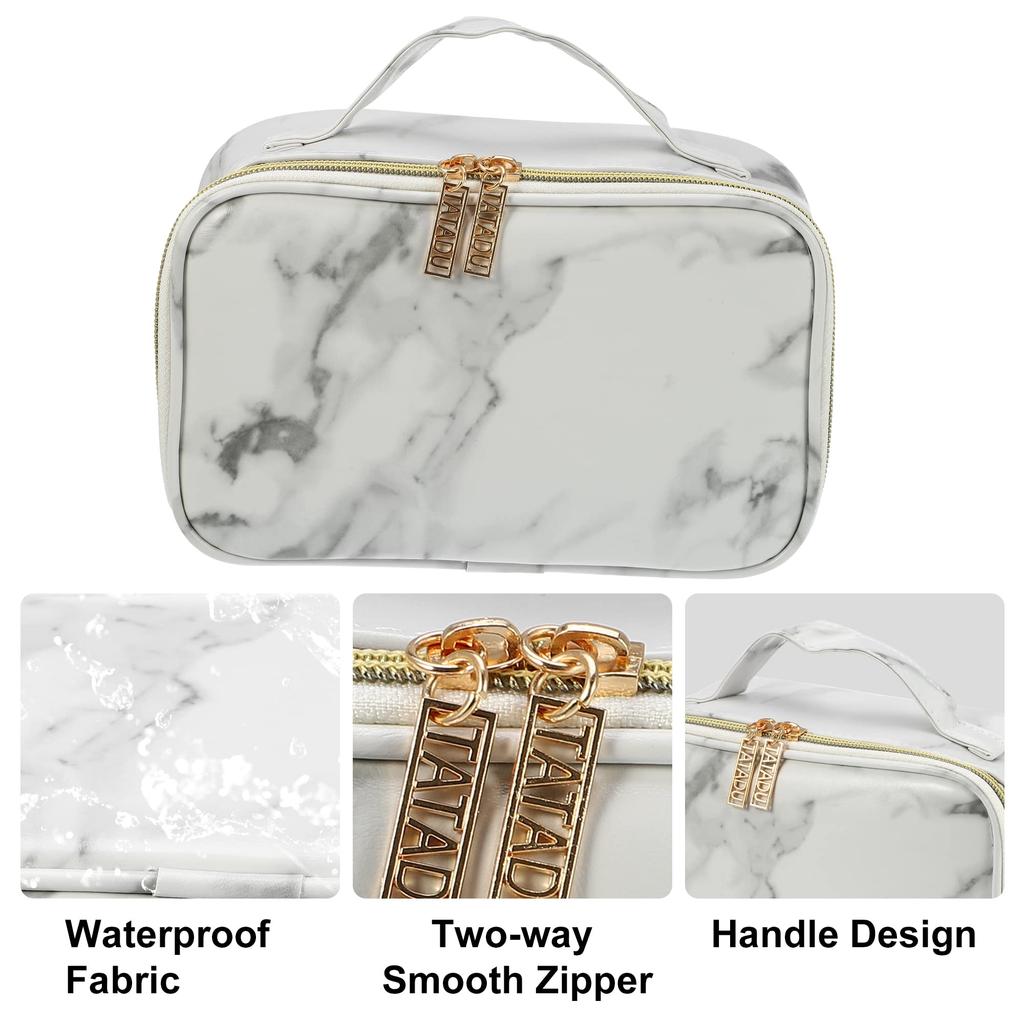 VOCOSTE Makeup Travel Makeup Brush Marble Toiletry Bag for Gray Pouch, Organizer, Women, 21x13x9cm, White,