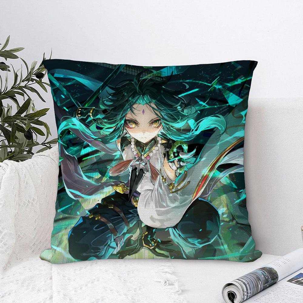 Xiao Genshin Impact Pillow Case Sofa Decorative Home Double-Sided Printing Short Plush Cushion Cover Throw Pillow Cover