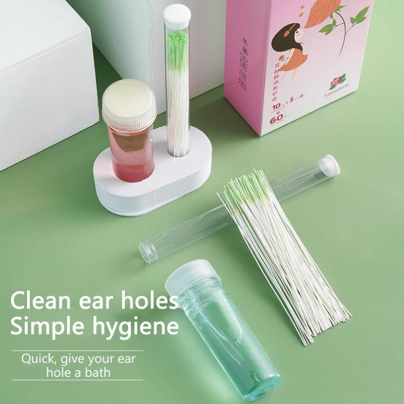 Pierced Ear Cleaning Set Solution Floss Cotton Thread Ear Hole Aftercare Tool Kit Disposable Earrings Hole Cleaner