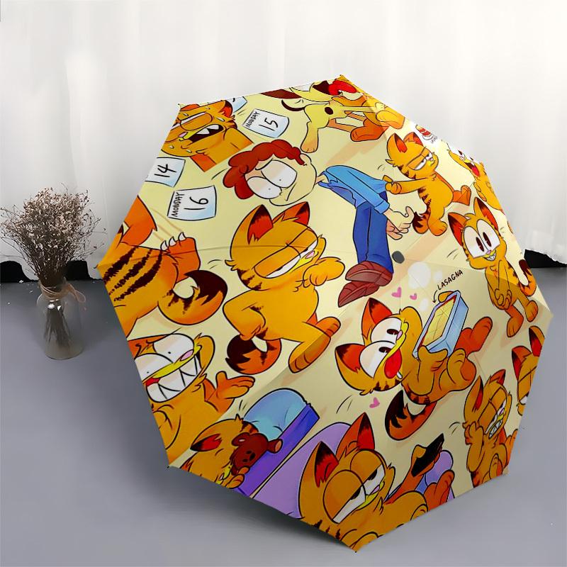 1pc Garfield Outdoor Umbrella - Automatic Opening/Closing, Portable 3-Fold Design, 8-Rib Iron Frame, Perfect Gift for Fans, Travelers, Daily Use.N015