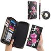 Crossbody Wallet Case for Samsung Galaxy S24 Ultra, Magnetic Detachable PU Leather Flip Phone Case with Card Holder RFID Blocking Wristlet Mirror