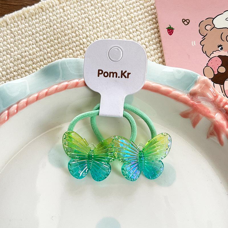 2024 Cute Gradient Butterfly Hair Tie for Kids - Sweet Ponytail Rubber Band Accessory зелёный