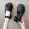 Baotou Sandalen Damen Sommer neu dicksohlige Strand Römerschuhe Fee mit Rock Schweinekäfigschuhe flache Einzelschuhe
