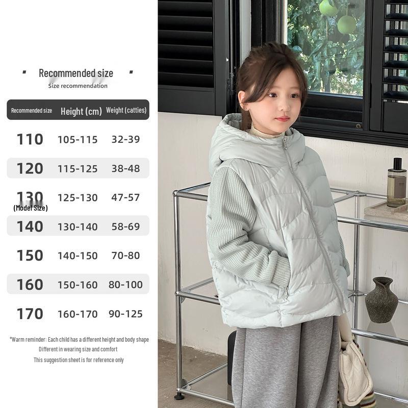 YOJIA Mädchen Winterjacke mit Baumwollpolsterung, Neuer Stil 2025 mit Stilvollem Patchwork, für Grundschüler.