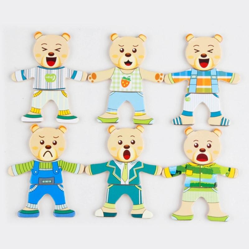 3-D Puzzle Box Shape Matching Board Toy Bear/Rabbit Dress Changing Busy Board Toy for Toddler Learning Educational Gift