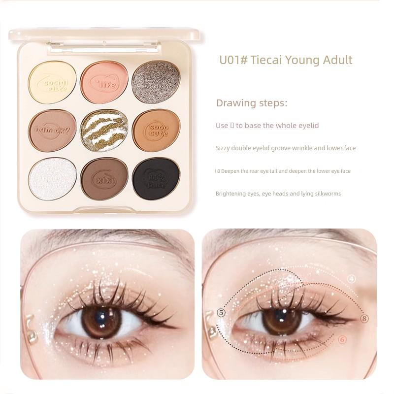 Nine Colors Eye Shadow Plate Xixi New Arrival Wet and Shining Bright Color Matte Earth Tone Daily Eye Makeup Cheap Light Makeup