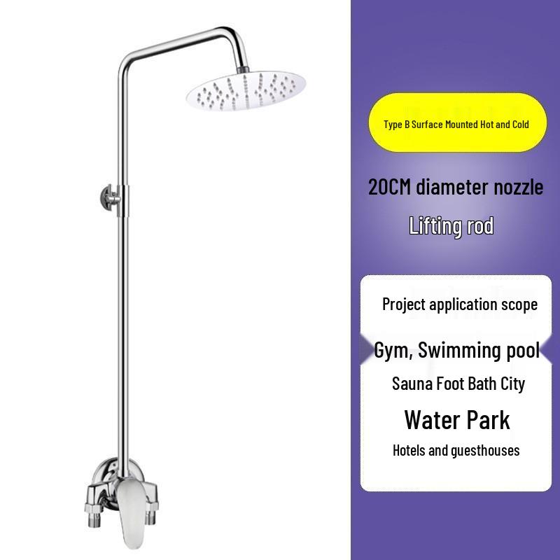 Triangular Exposed Shower Faucet with Hot and Cold Mixing Valve & Switchable Shower Head