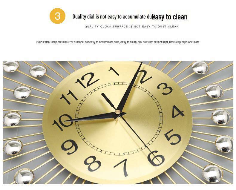 Trendy European Iron Art Living Room Wall Clock: Stylish Home Quartz Timepiece