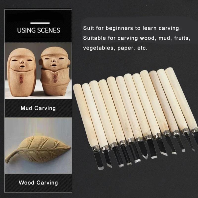 6/8/12PCS Wooden Carving Knife Manganese Steel Woodworking Engraving Tools Wood Carving Rubber-stamps Handmade Chiseling Kit ZYF