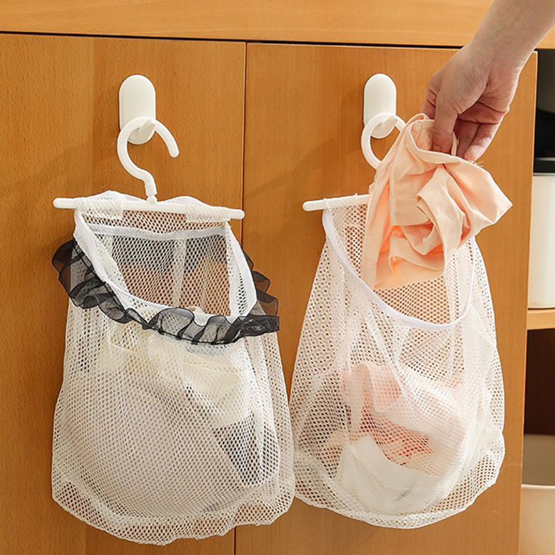 Wall Mounted Dirty Clothes Basket Foldable Mesh Laundry Bag For Bathroom Bedroom Household Storage Hanging Organizer Space Saving Hamper