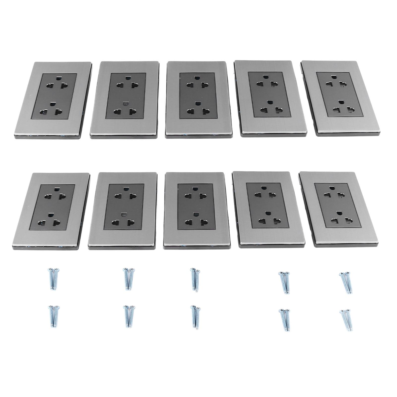 

10pcs Electrical Wall Receptacle Outlet Fireproof Stainless Steel Wall Outlet Outlets Receptacles