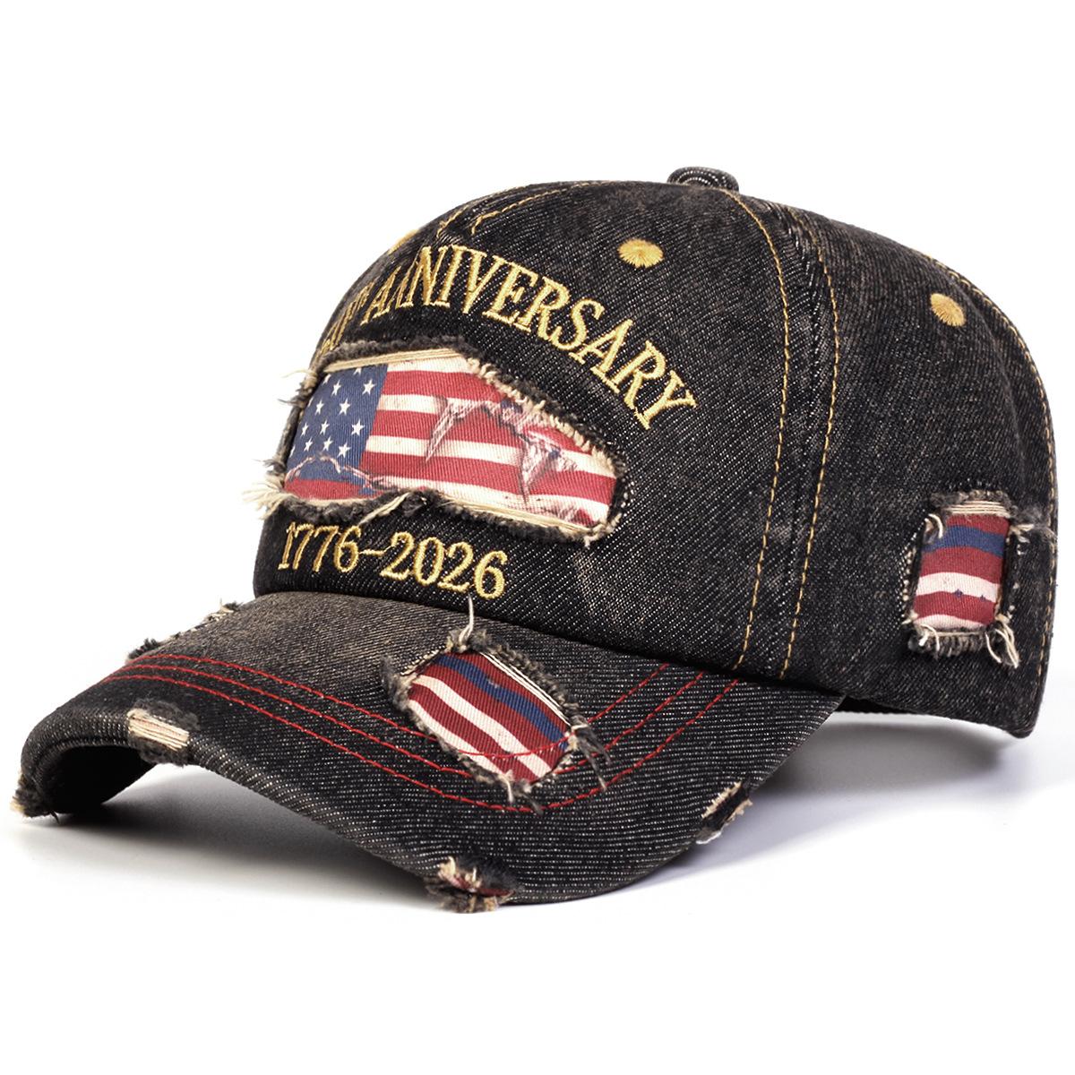 

United States 250th Anniversary Baseball Cap,Floral and Flag Print, Adjustable Sunshade, Patriotic Parade Gift for History Buffs Adjustable чёрный
