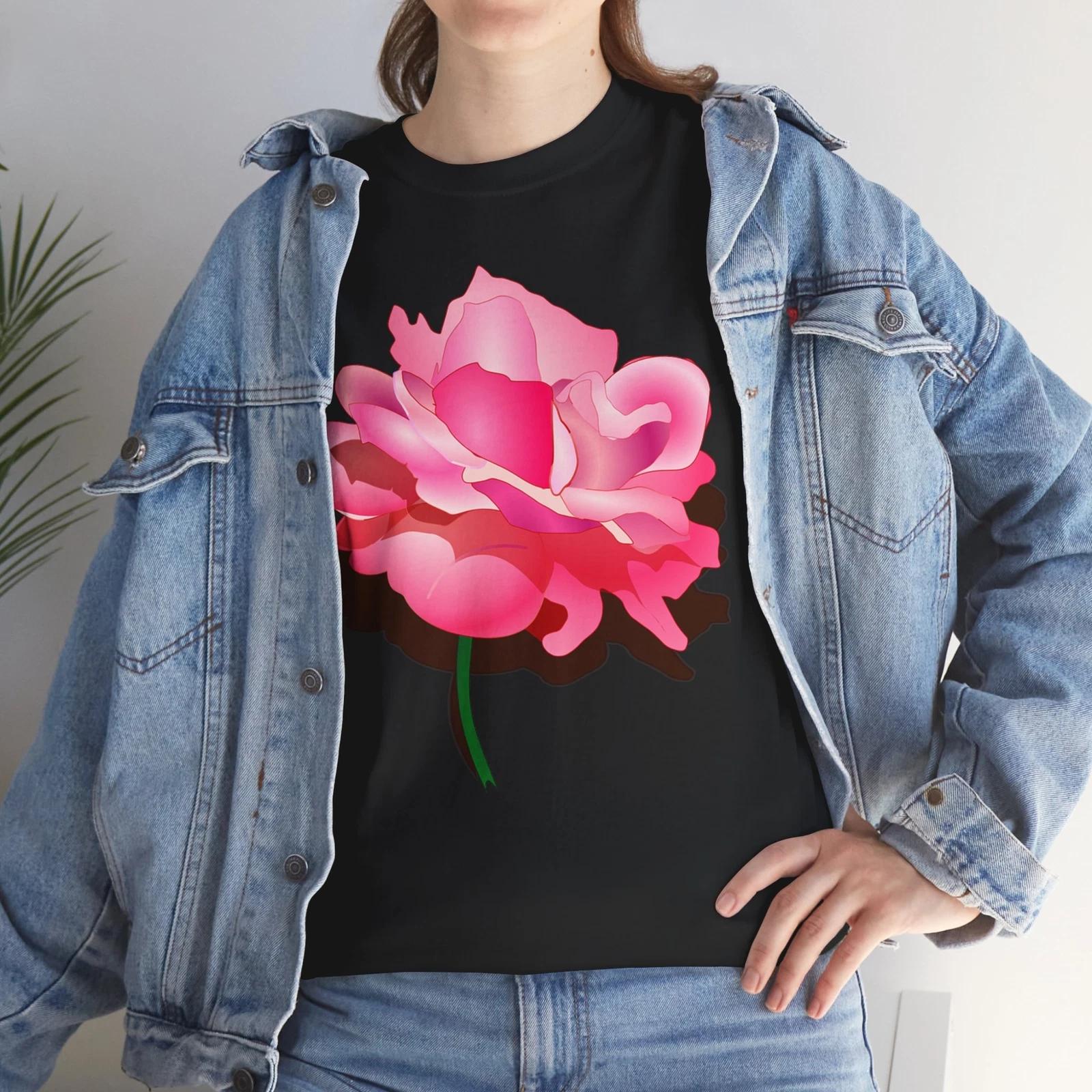 

Monochrome Floral T-Shirt - Black & White Flower Tee for Minimalists S