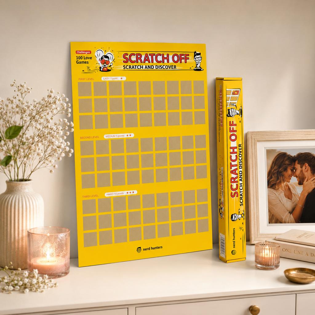 Scratch Off 100 Love Games - Plakat Zdrapka Dla Par A2 Pomysł Na Prezent
