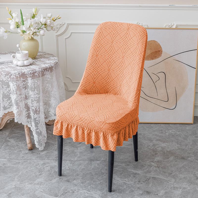 Thickened Fleece Chair Cover One-piece Chair Cover Elastic Dining Chair Covers Jacquard Seat Cover for Hotel Restaurant Home