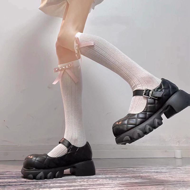 

~ Small leather shoes women s new diamond versatile Mary Jane fashion thick sole personality trendy cool thick 39 чёрный