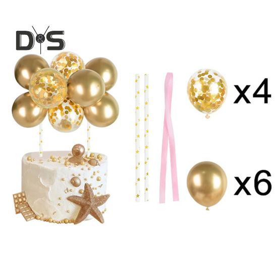 10 Pcs 4 Inch Balloons Cake Topper Happy Birthday Mini Balls Cake Topper DIY Baking Decoration for Anniversary Birthday Party Baby Shower Decor