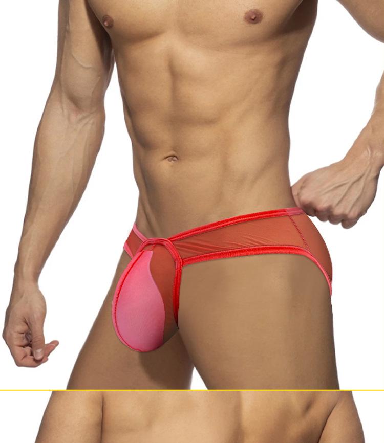 Men's Transparent Low-Rise Breathable Pouch Briefs for Sports Fitness