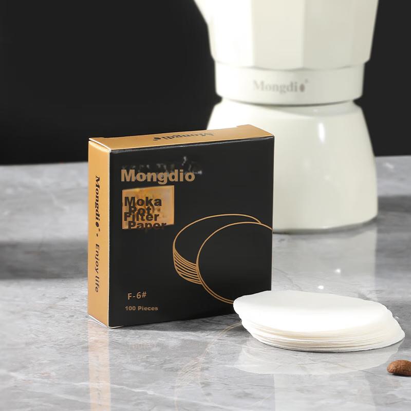 Mongdio Coffee Filter Paper, Moka Pot Filter Paper, Italian Coffee Machine Handle Round Powder Bowl Filter Paper, 60mm, 100 Sheets