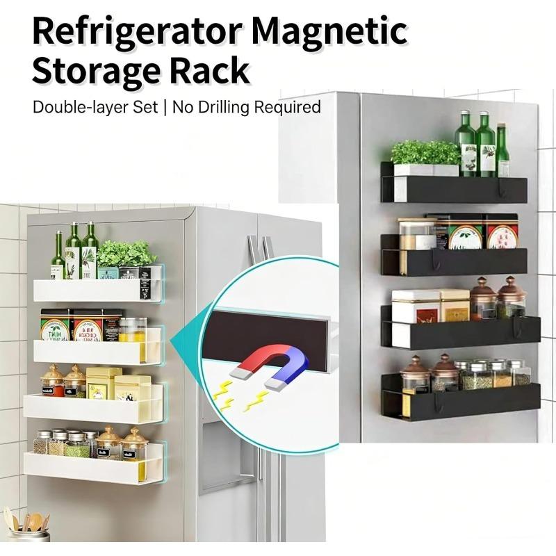 Magnetisches Gewürzregal Organizer für Kühlschrank und Backofen Schwarze Kühlschrank-Organizer und Aufbewahrung Magnetische Haken für die Küche