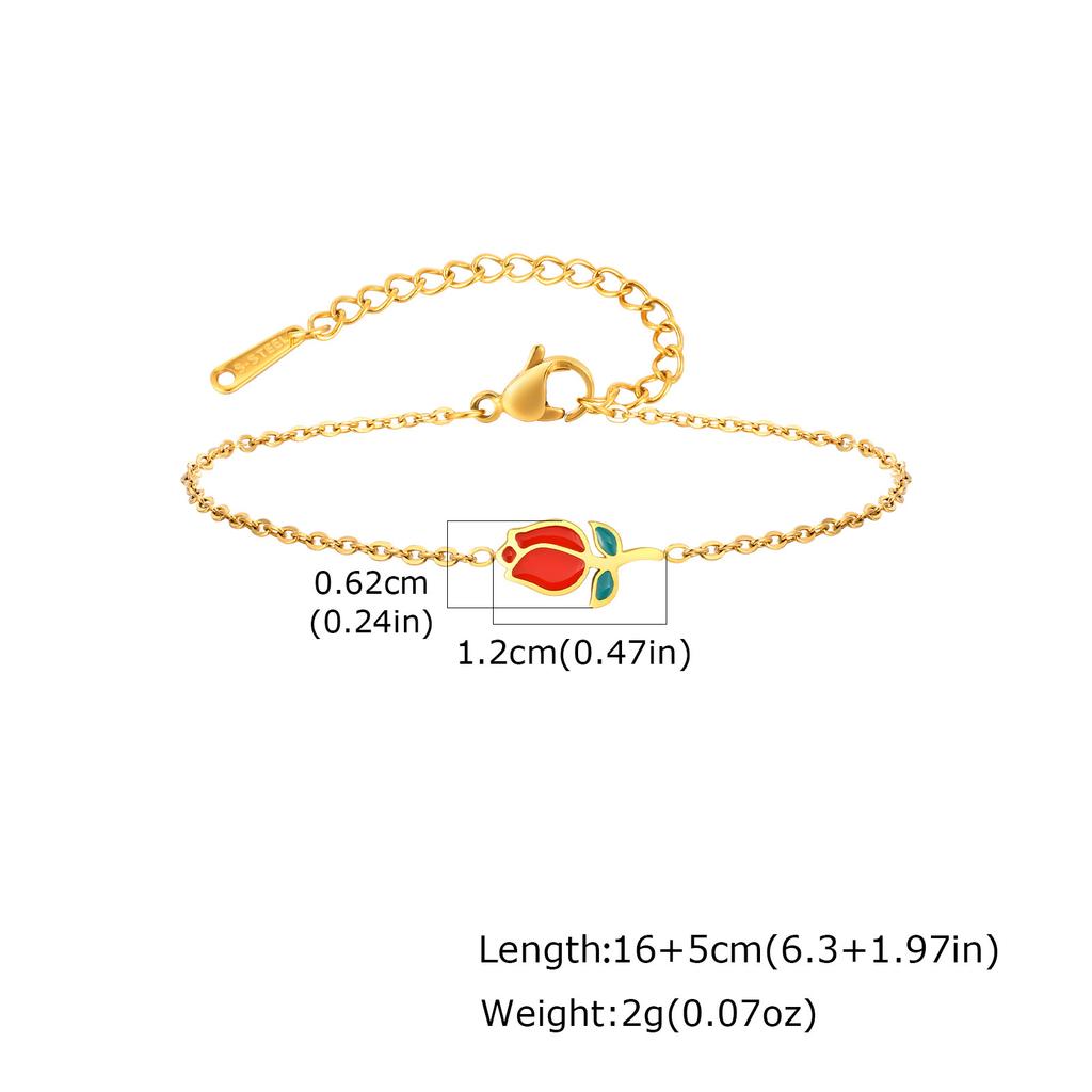 Children'S Fun Cute Wind Stainless Steel Epoxy Cartoon Bracelet 18K Gold Plated Jewelry Br-2593