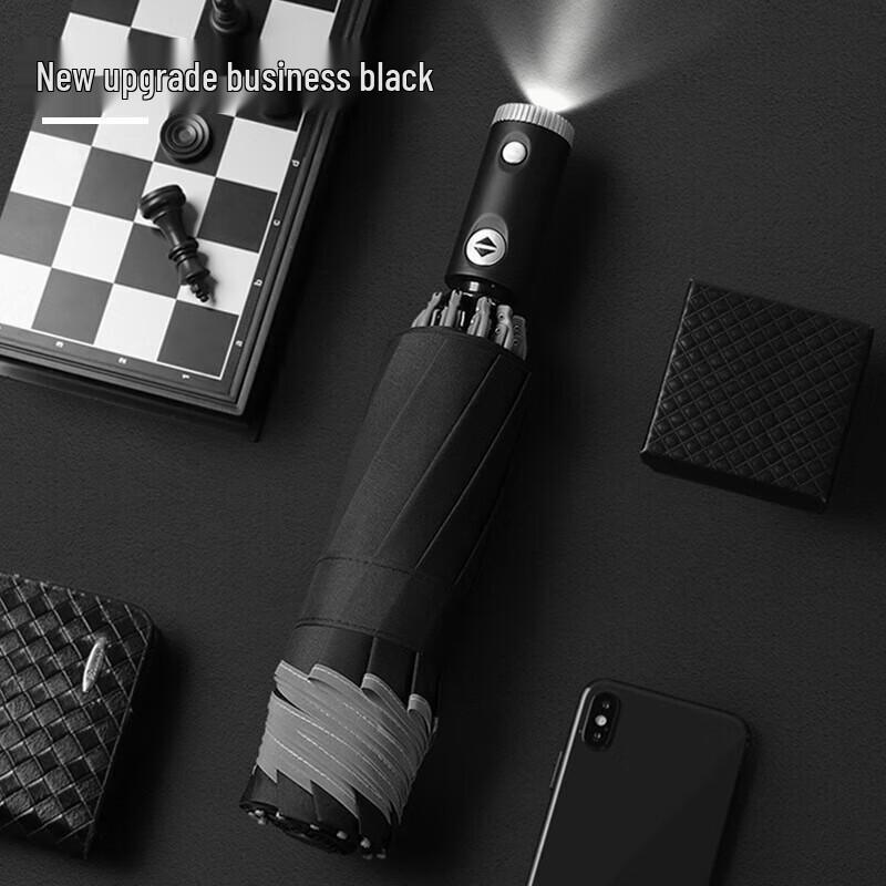 Automatic Reverse Folding Umbrella with LED Light and Reflective Strip