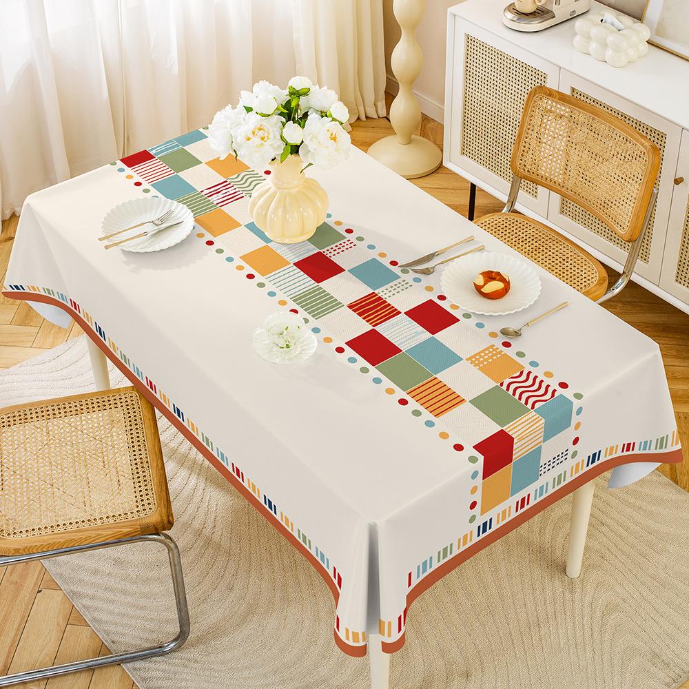 1PC Modern Simple PVC Dining Table Cloth Waterproof Oil-proof Anti-scalding Leave-in Table Cloth Non-slip Thermal Insulation