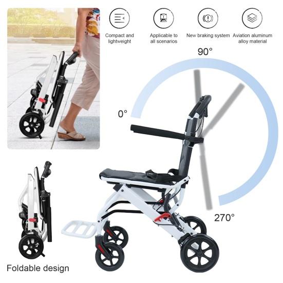 Folding Wheelchair Lightweight Portable Transit Travel Chair for Adults Ergonomic Design