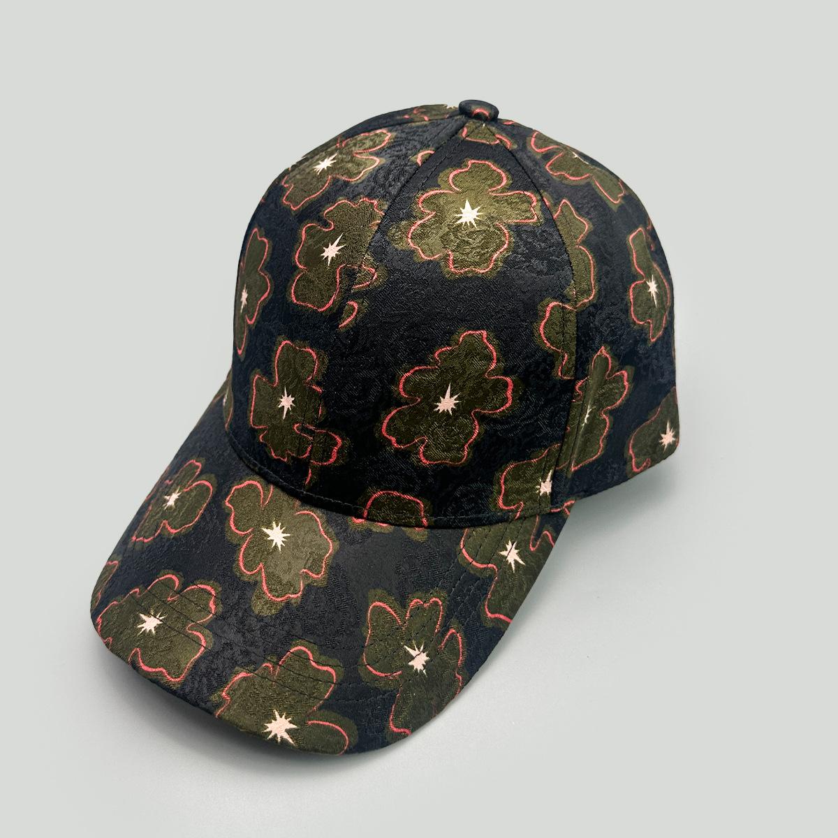 Elegant Flower Love Hard Top Baseball Cap Women S Sunshade Personality Contrast Color Show Face Small Fashion Cap 52-60cm