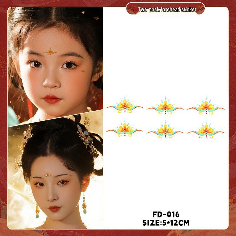 Dunhuang Glitter Face Stickers: Ancient Style Forehead & Eye Tattoos for Hanfu and Stage Performance
