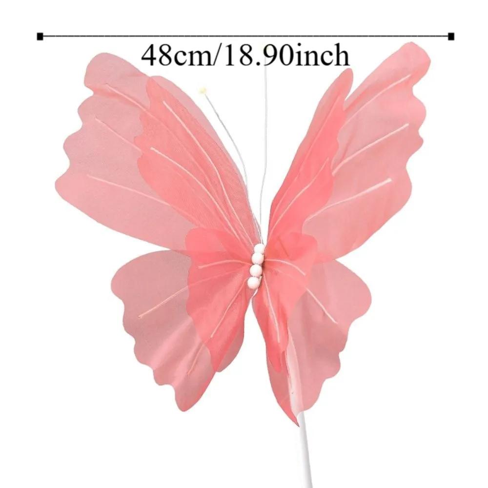 48cm Big Simulation Butterfly Hollow Design 3D Effect Hanging Butterfly Large Size Gauze Material Fake Butterfly