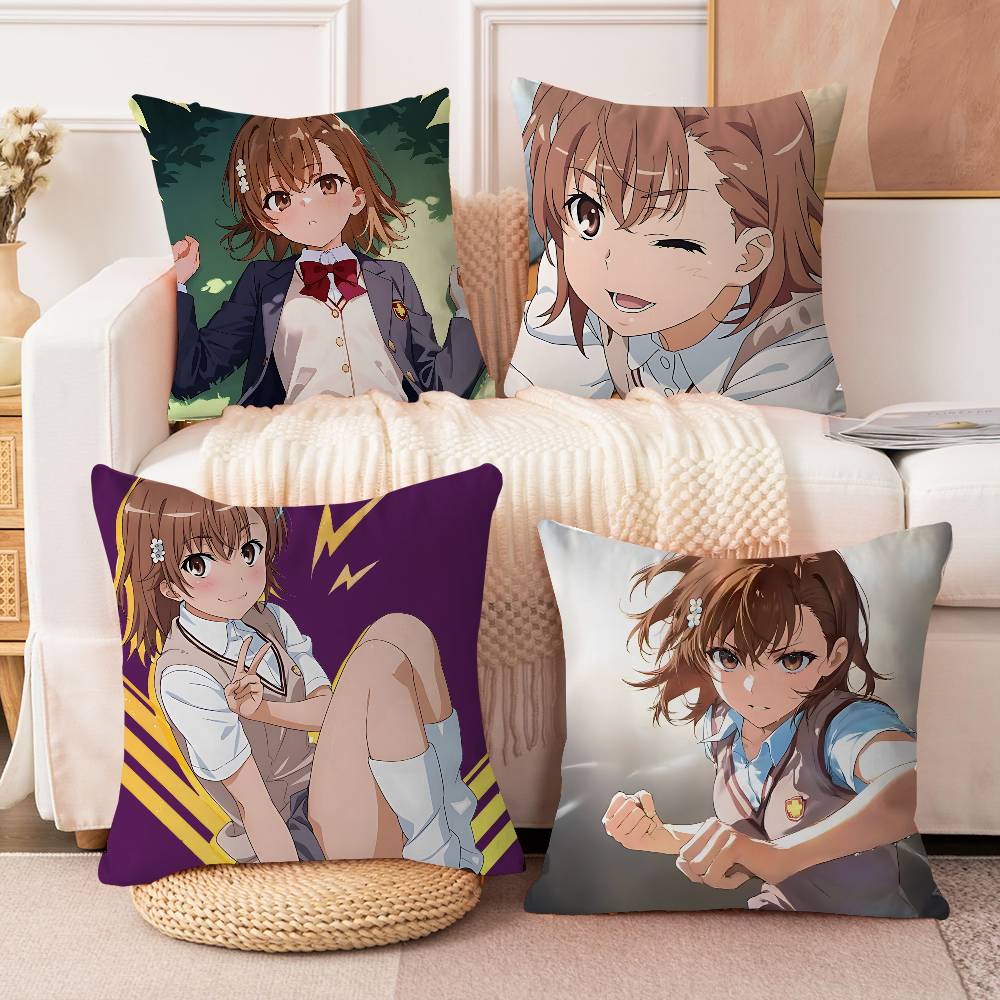 Misaka M-Mikoto Pillow Gift Home Office Decoration Bedroom Sofa Car Cushion Cover Case 45x45