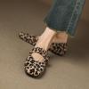 Fashion 2025 New Spring Women Flats Square Toe Low Heel Shoes Horsehair Women Shoes Concise Leopard Mary Janes Cow Leopard Print Shoes
