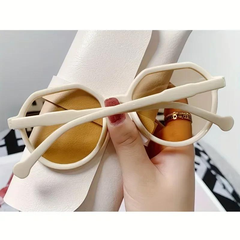 2pcs Women'S Vintage Minimalist Round Fashion Glasses Cute Candy Color Decoration