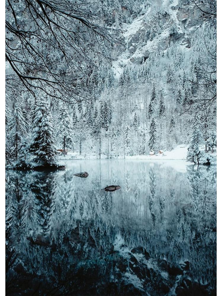Nordisk Natur Landskap Grønn Skogsvei Fjellsjø Plakat Lerretsmaleri Veggkunst For Moderne Stue Hjem Dekorasjon