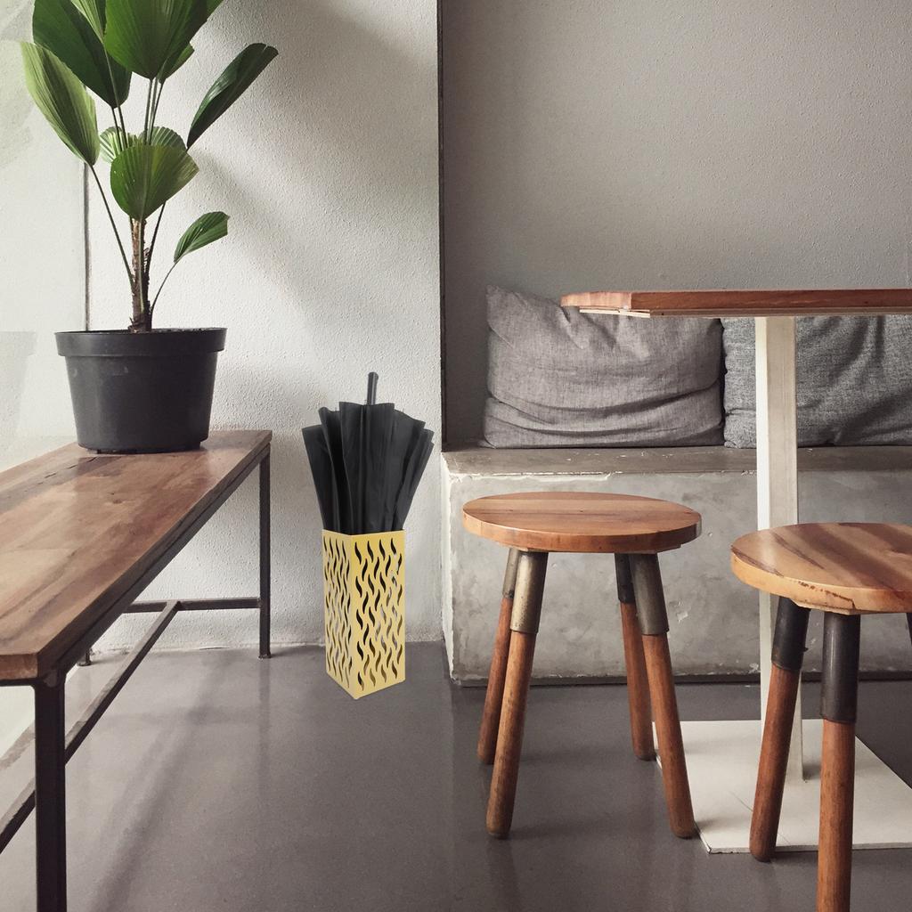 Large Capacity Iron Umbrella Holder Storage Bin Perforated Metal Stand For Entryway Home Hotel Lobby Organizer Slip-Resistant