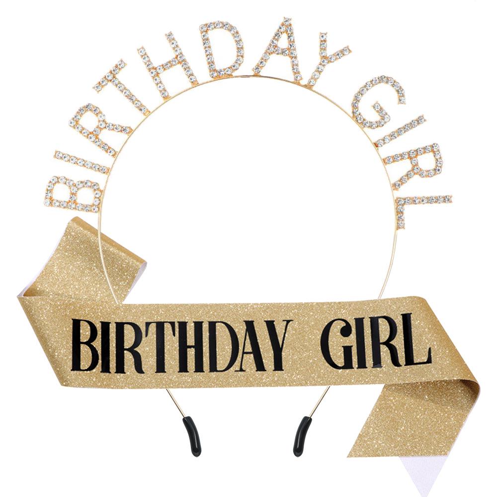 Birthday Girl Rhinestone Headband & Sash Set – Perfect Party Gift & Decoration