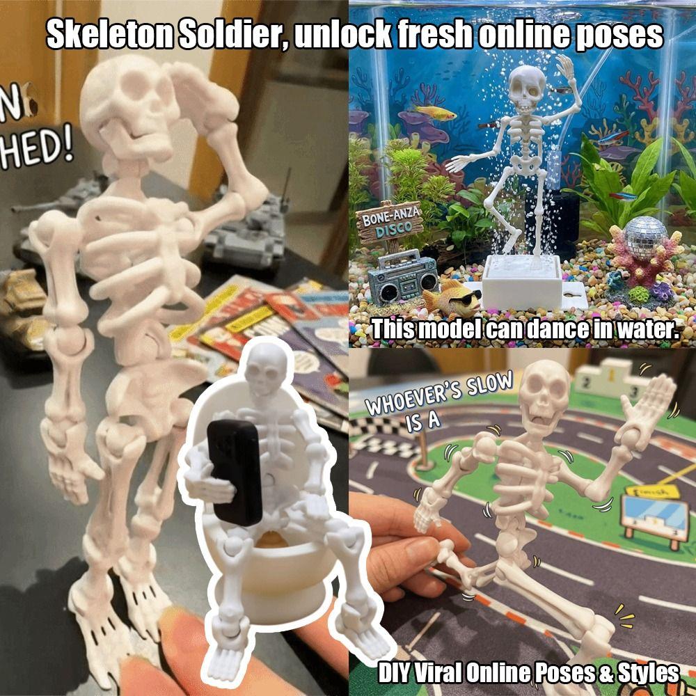 Air Pump Driven Dancing Skeleton Aquarium Bubbler Water Wiggling Skeleton Decor  Halloween Party