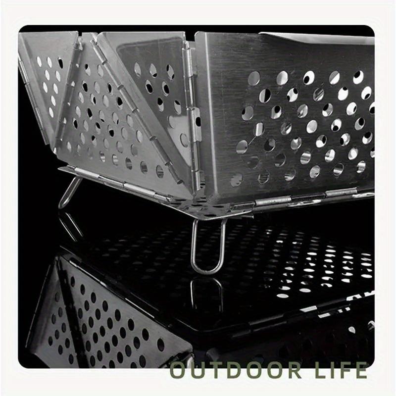 Portable Wood Stove Stainless Steel Mini Folding Barbecue Grill Portable Wood Stoves Burner Charcoal BBQ Grill Camping Accessory