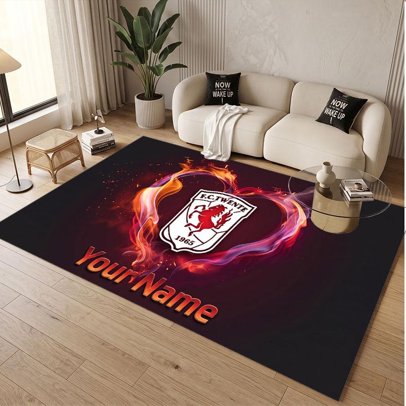 Custom Rug FC Twente Pattern Print Name Text Soft Non‑Slip Floor Carpet for Home Indoor Decoration
