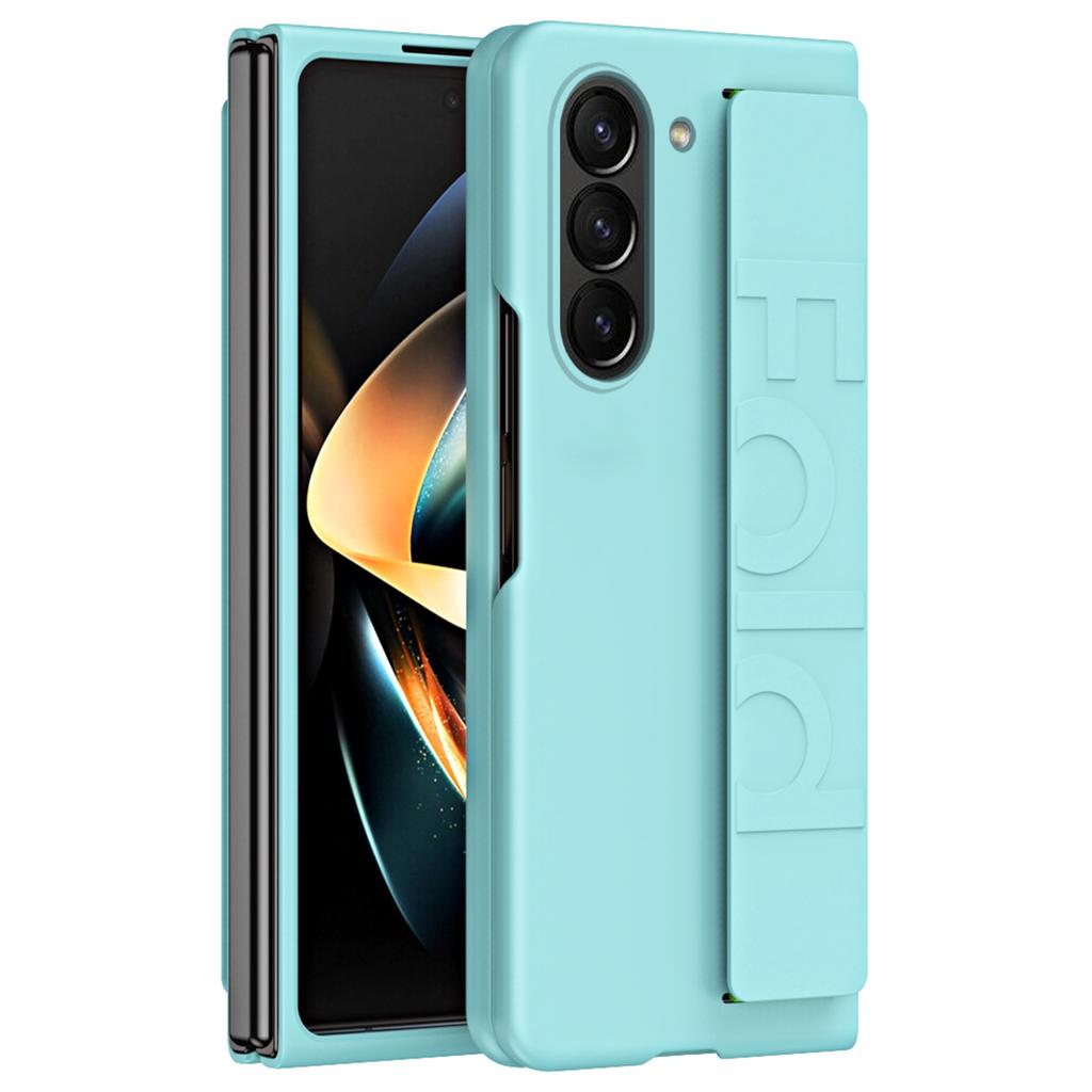 For Samsung Galaxy Z Fold6 5G Skin-Touch Case PC Anti-Fingerprint Phone Cover with Stretch Wristband