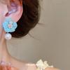 Silver Needle Rhinestone Flower Stud Earrings, High-End Personalized Fashion Accessories for Women