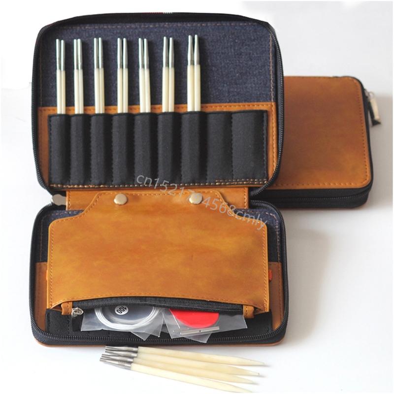 9Pairs Interchangeable Aluminum Circular Knitting Needle Set 3mm-6.0mm with Leather Case for Beginner Knitting Weaving 6XDE