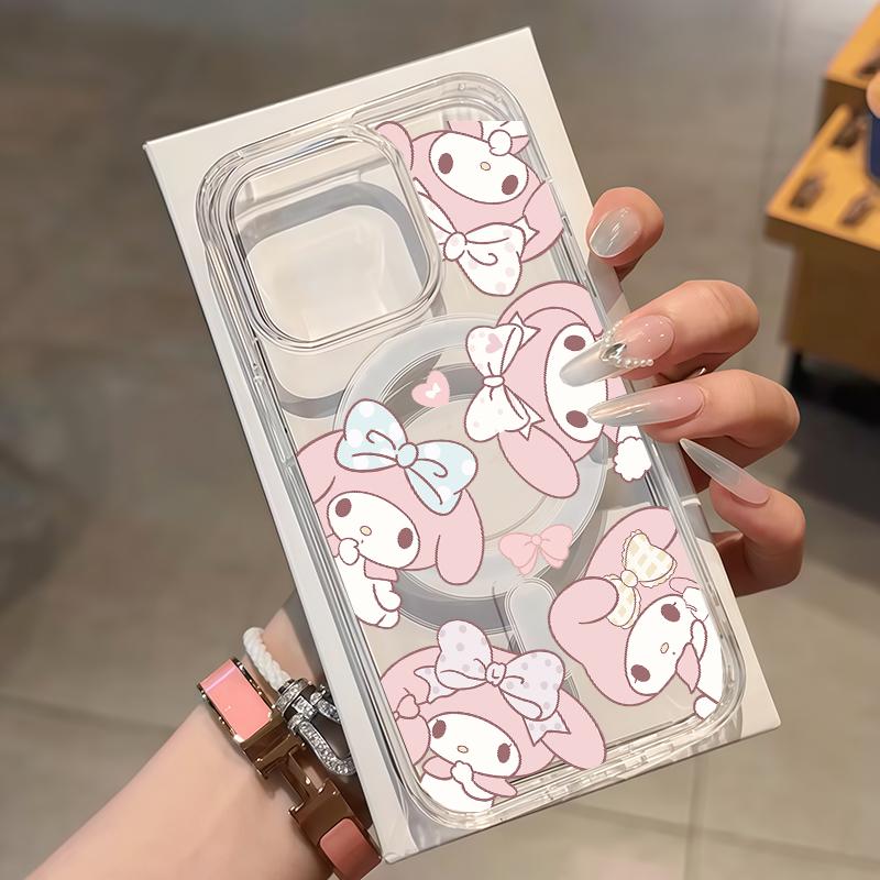 Magnetic Wireless Charge Hello Kitty Cover For Samsung Galaxy S25 Ultra 5G S24 S23 S22 S21 Plus Ultra FE 5G Kuromi Pochacco Case