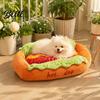 Waschbares Katzenbett für kleine Hunde Hot Dog Bett Niedlich Gemütlich Kuschelig Abnehmbares Polster Lustig Leicht zu Reinigen Haustier Katzen Brötchen Plüsch Weiches Sofabett Nest Kreativ